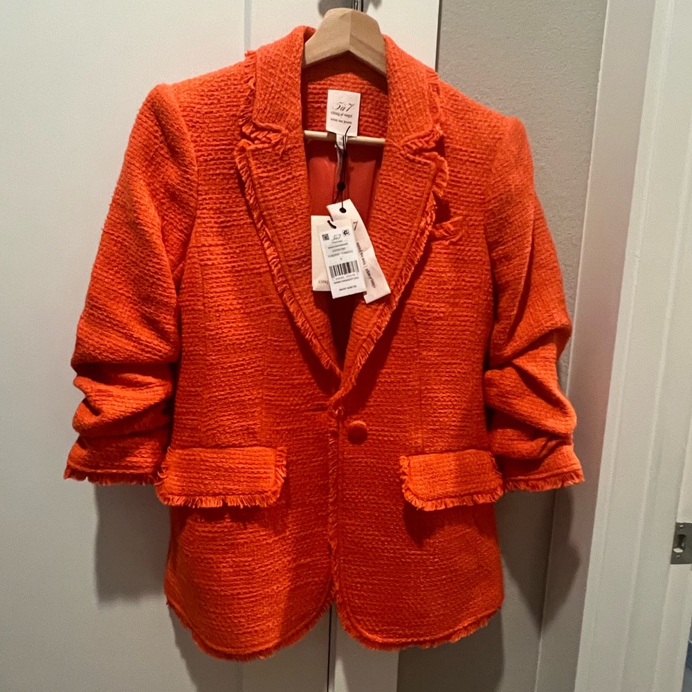 cinq à sept Boucle Khloe Blazer in Cherry Tomato Orange